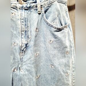 Blue Denim Jeans with Embroidered Bow Pattern By COTTON:ON